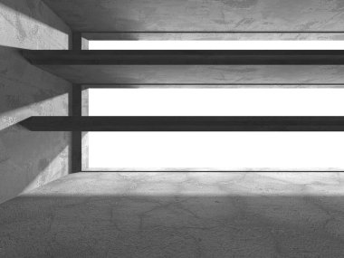 Dark Beton Duvar Mimarisi. Boş Oda. 3d Görüntüleme