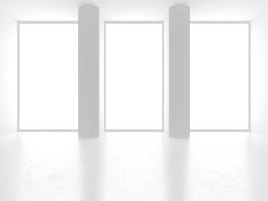 Soyut Beyaz Mimari Tasarım Konsepti. 3d Görüntüleme