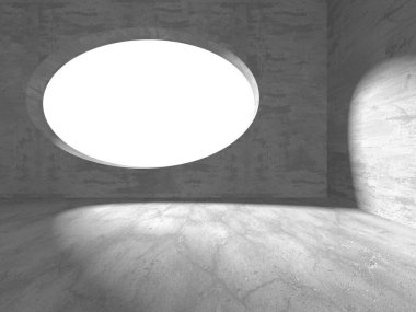 Dark Beton Duvar Mimarisi. Boş Oda. 3d Görüntüleme