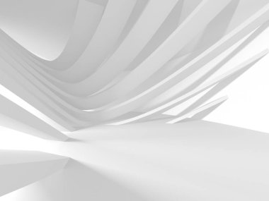 Soyut Beyaz Mimari Tasarım Konsepti. 3d Görüntüleme