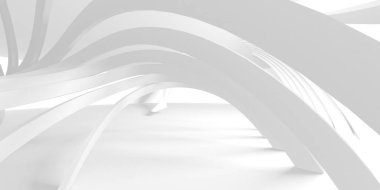 Soyut Beyaz Mimari Tasarım Konsepti. 3d Görüntüleme