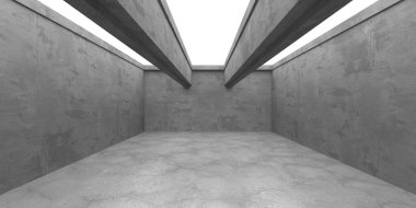 Dark Beton Duvar Mimarisi. Boş Oda. 3d Görüntüleme