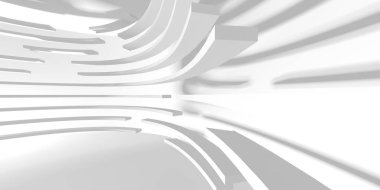 Soyut Beyaz Mimari Tasarım Konsepti. 3d Görüntüleme