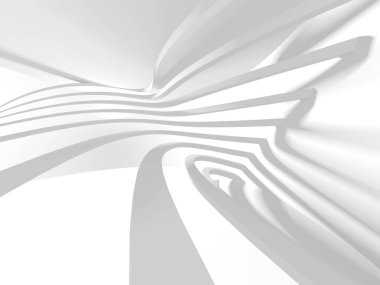 Soyut Beyaz Mimari Tasarım Konsepti. 3d Görüntüleme