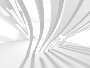 Soyut Beyaz Mimari Tasarım Konsepti. 3d Görüntüleme