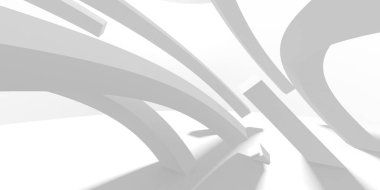 Soyut Beyaz Mimari Tasarım Konsepti. 3d Görüntüleme