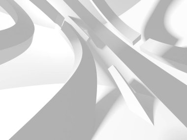 Soyut Beyaz Mimari Tasarım Konsepti. 3d Görüntüleme