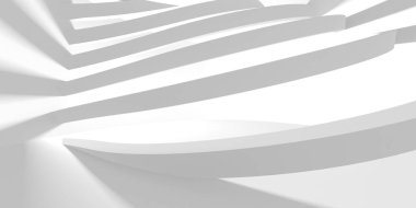 Soyut Beyaz Mimari Tasarım Konsepti. 3d Görüntüleme