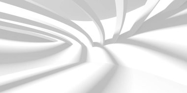 Soyut Beyaz Mimari Tasarım Konsepti. 3d Görüntüleme