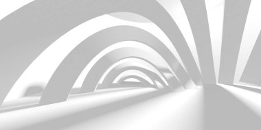 Soyut Beyaz Mimari Tasarım Konsepti. 3d Görüntüleme