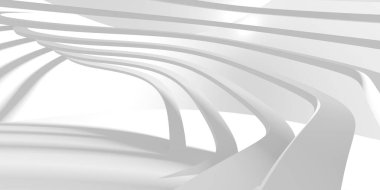 Soyut Beyaz Mimari Tasarım Konsepti. 3d Görüntüleme