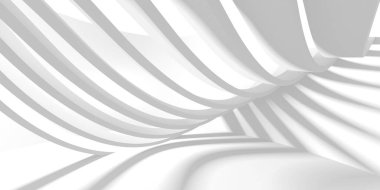 Soyut Beyaz Mimari Tasarım Konsepti. 3d Görüntüleme