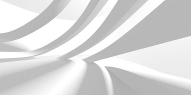 Soyut Beyaz Mimari Tasarım Konsepti. 3d Görüntüleme