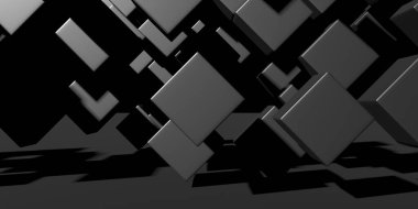 Soyut Karanlık Küpler Fütürist Tasarım Arkaplanı. 3d Görüntüleme