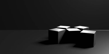 Soyut Karanlık Küpler Fütürist Tasarım Arkaplanı. 3d Görüntüleme