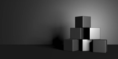 Soyut Karanlık Küpler Fütürist Tasarım Arkaplanı. 3d Görüntüleme