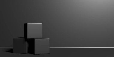 Soyut Karanlık Küpler Fütürist Tasarım Arkaplanı. 3d Görüntüleme