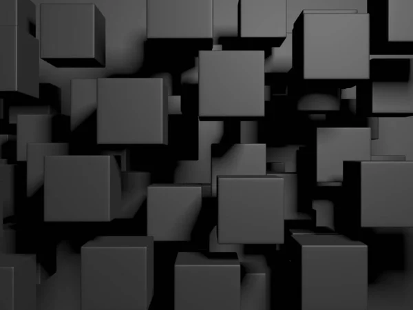 Abstract Dark Cubes Fundo Design Futurista Ilustração Renderização — Fotografia de Stock