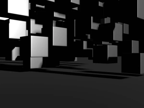Abstract Dark Cubes Futuristic Design Background Render Illustration — Stock Photo, Image