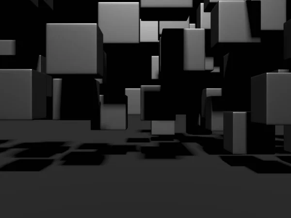 Abstract Dark Cubes Fundo Design Futurista Ilustração Renderização — Fotografia de Stock
