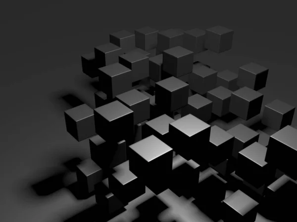 Abstract Dark Cubes Fundo Design Futurista Ilustração Renderização — Fotografia de Stock