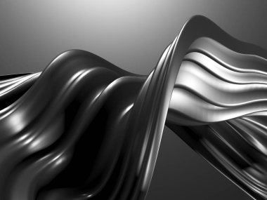 Metalik, soyut, dalgalı sıvı arka plan. 3d resimleme