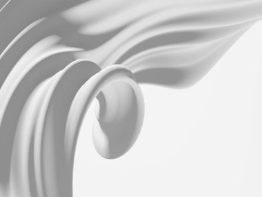 Beyaz soyut sıvı dalgalı arka plan. 3d resimleme