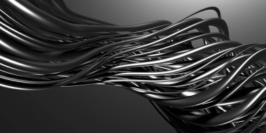 Metalik soyut dalga tüpleri arka planı. 3d resimleme