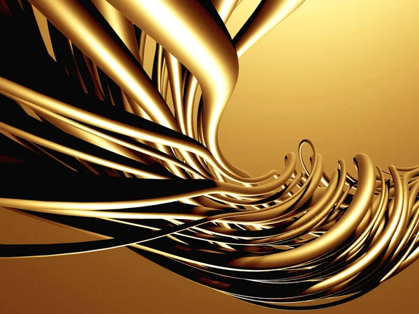 Goldene Röhren Metallischen Wellenförmigen Hintergrund Darstellung — Stockfoto