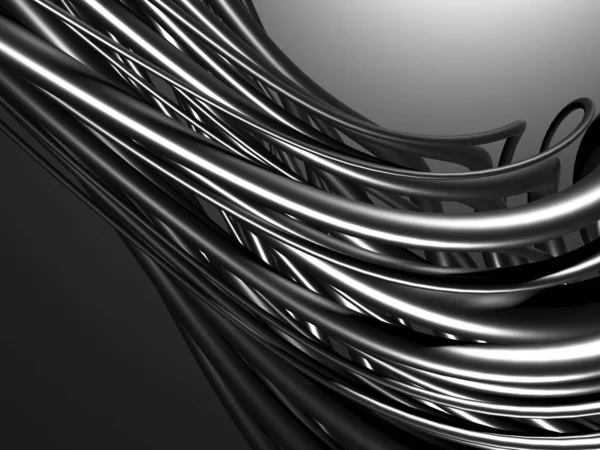 Metallic Abstract Wavy Tubes Background Render Illustration — Stock Photo, Image