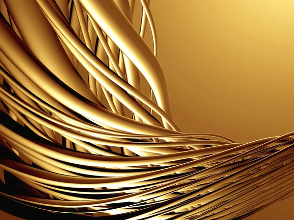 Золотые Трубки Металлический Волнистый Фон Трехмерная Иллюстрация — стоковое фото