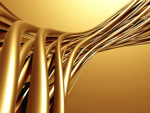 Золоті Труби Металевий Хвилястий Фон Ілюстрація Рендеринга — стокове фото