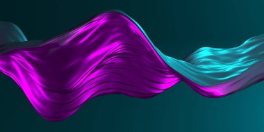 Metalik, soyut, dalgalı sıvı arka plan. 3d resimleme