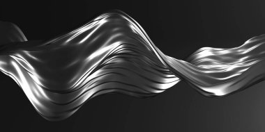 Metalik, soyut, dalgalı sıvı arka plan. 3d resimleme