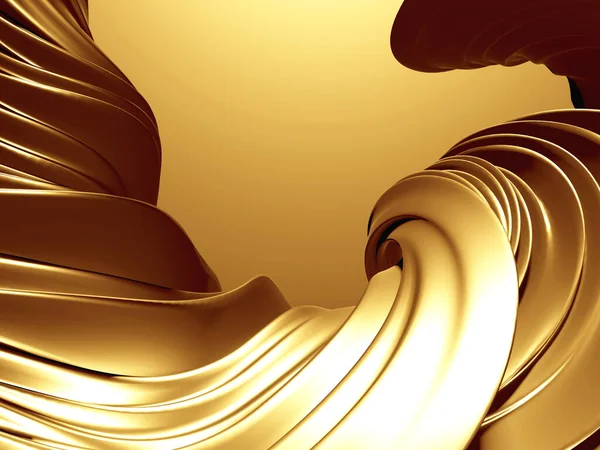 Fundo Líquido Ondulado Abstrato Dourado Renderizar Ilustração — Fotografia de Stock