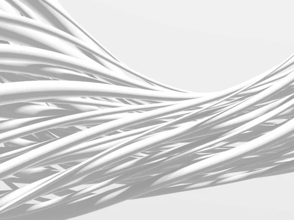 白色抽象管波浪形背景 3D渲染说明 — 图库照片