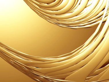 Altın tüpler metalik dalgalı arka plan. 3d resimleme