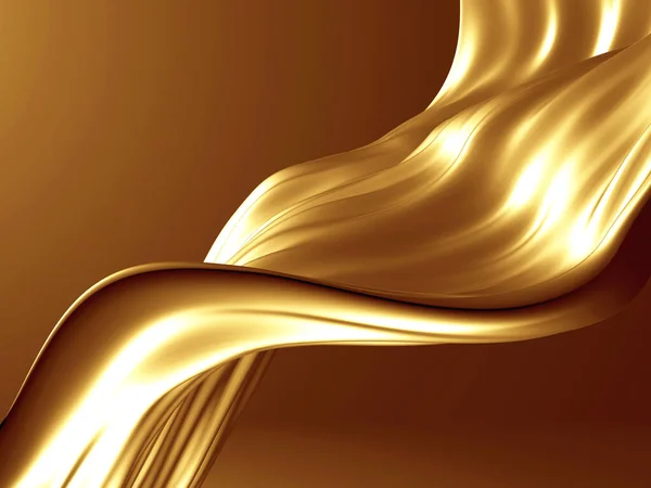 Golden Abstract Wavy Liquid Background Render Illustration — Stock Photo, Image