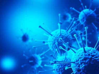 Virüs bakteri hücreleri mikrop arka planı. Sağlık hizmetleri mikrobiyolojisi kavramı. 3d resimleme