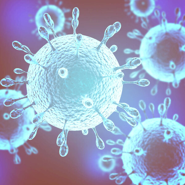 Virus bacteria cells microbe background. Healthcare microbiology concept. 3d render illustration