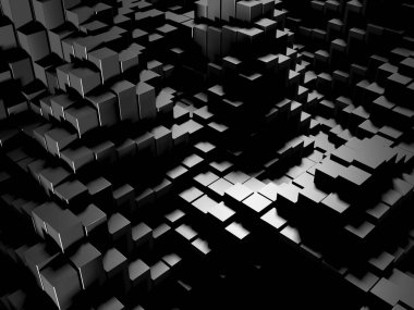 Koyu gümüş küpler. Soyut metalik arka plan. Modern tasarım. 3d hazırlayıcı