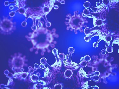 Virüs bakteri hücreleri mikrop arka planı. Sağlık hizmetleri mikrobiyolojisi kavramı. 3d resimleme