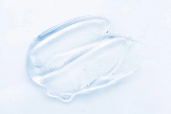 Transparent Liquid Gel Cream Smudge White Background Blue Cosmetics — Stock Photo, Image