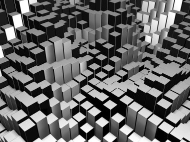 Koyu gümüş küpler. Soyut metalik arka plan. Modern tasarım. 3d hazırlayıcı