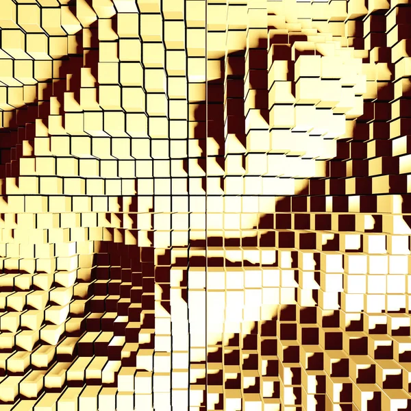 Розкішний Золотий Фон Золоті Глянцеві Кубики Візуалізація — стокове фото
