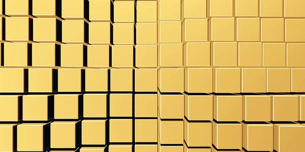 Luxury Golden Background Gold Glossy Cubes Array Render — Stock Photo, Image