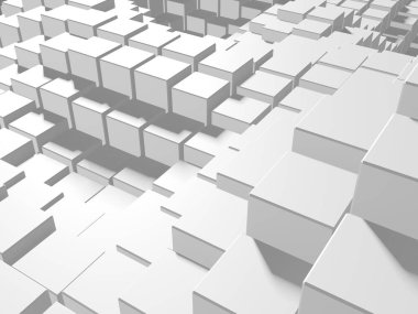 Beyaz küp yapısı. Soyut fütüristik geçmiş. 3d hazırlayıcı