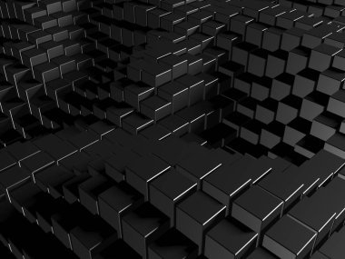 Koyu gümüş küpler. Soyut metalik arka plan. Modern tasarım. 3d hazırlayıcı