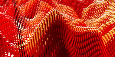 Kırmızı kaotik küp yapısı. Soyut tasarım arka planı. 3d hazırlayıcı