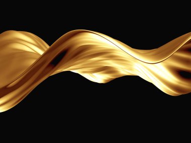 Altın soyut dalgalı sıvı arka plan. 3d resimleme